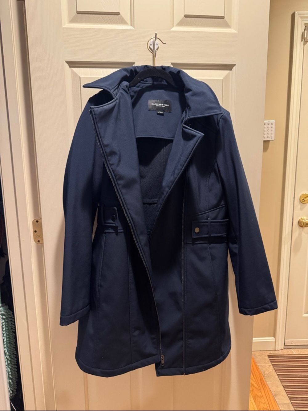 Marc New York Navy Hooded Trench Coat